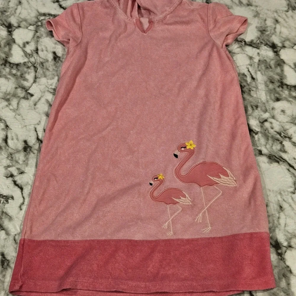 Gymboree Flamingo Terry Cloth Swim Cover Up‎ Girls Size 12 Pink Hooded Beach